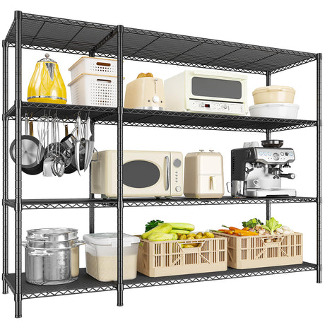 Romorgniz 52.4W Storage Shelves Wire Shelving Unit, 4 Tier Metal Shelving Rack Load 1120LBS,Adjustable Pantry Shelves Heavy Duty Garage Shelving,52.4Wx13.8Dx59H Romorgniz