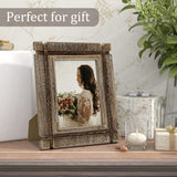 takfot Rustic Picture Frames 5x7 Wooden Picture Frame Set of 2, Distressed Western Photo Frame with Real Glass Wall and Tabletop Display Gift for Mom Dad Family Friends takfot