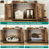 YITAHOME 27" Cat Litter Box Enclosure, Modern Cat Litter Box Furniture Hidden with Scratching Post&cusion, Wooden Cat House as Side End Table Nightstand, Fit Most of Litter Box, Brown YITAHOME