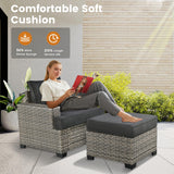 CAODOC Patio Furniture Sets 7 Pieces Outdoor Sectional Rattan Sofa Manual Weaving Wicker Patio Conversation Set with Ottomans and T Cushion(Black) CAODOC