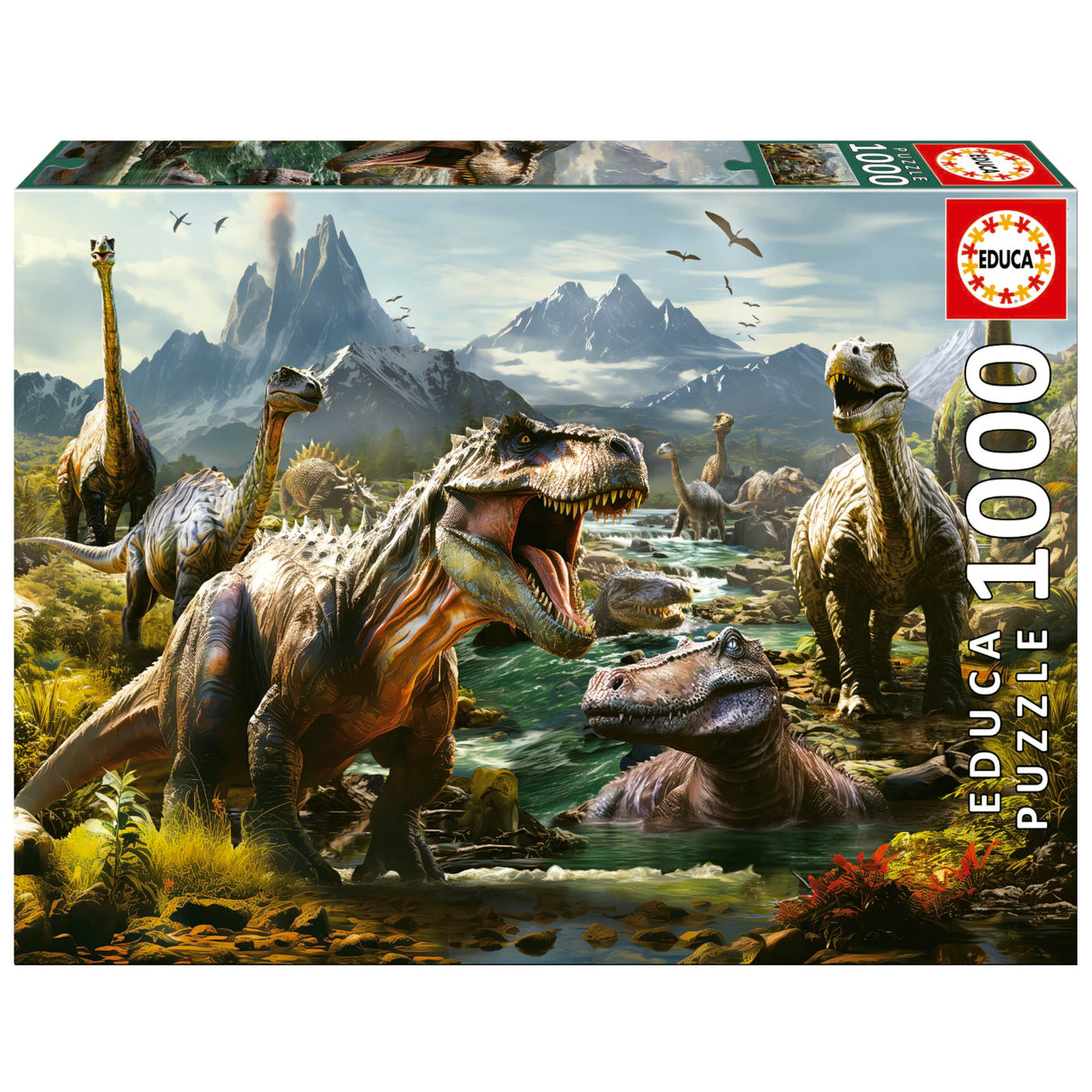 Educa - Fierce Dinosaurs - 1000 Piece Jigsaw Puzzle - Puzzle Glue Included - Completed Image Measures 26.77" x 18.9" - Ages 14+ (19924) Educa