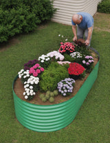 GarveeLife 8x4x2ft Galvanized Raised Garden Bed - 24“ Tall Metal Planter Box for Vegetables, Flowers, Herbs, Rust-Resistant Outdoor Garden Box, Easy Assembly Raised Beds for Gardening, Green GarveeLife