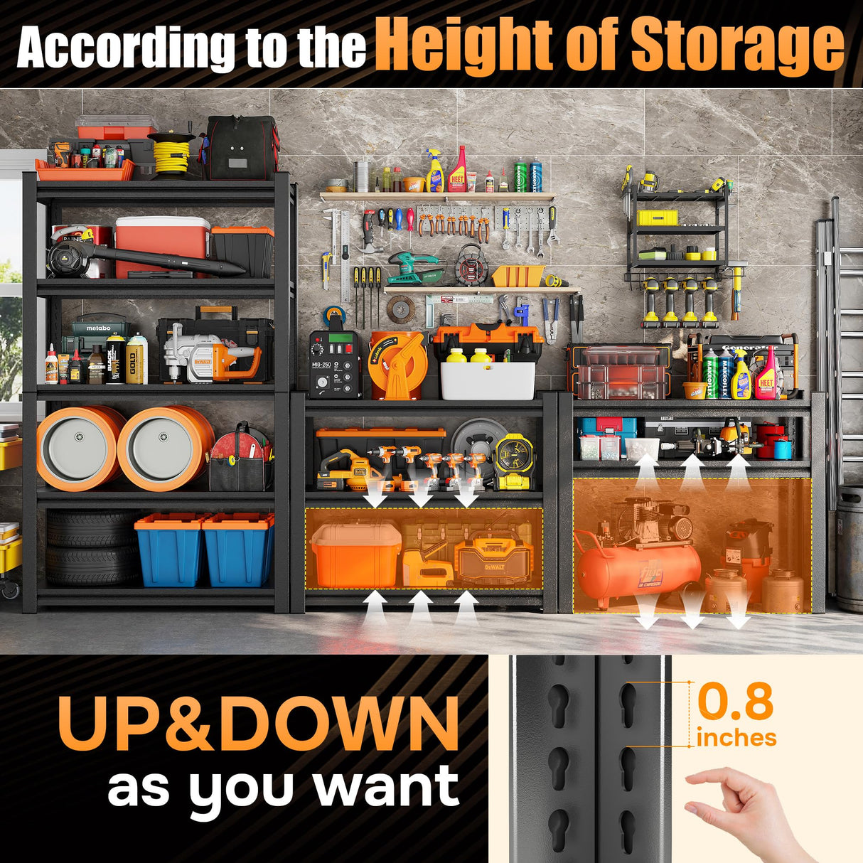 6-Tier Garage Shelving Heavy Duty, 3600LBS Metal Shelving Unit, Adjustable Garage Storage Shelves, Easy Assembly Steel Shelving, Utility Storage Rack Shelf for Warehouse, 82”H*35.4”W*15.7”D KILISTEELS