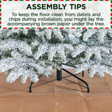 Yaheetech 6ft Pre-Lit Artificial Christmas Tree with 400 Warm White LED Lights & 940 PVC Tips,Hinged Snow Flocked Xmas Tree with Foldable Stand & Protective Sheet,Green & White Yaheetech