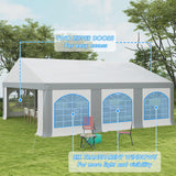 Outsunny 20 x 20 ft Heavy Duty Party Tent Outdoor Gazebo Wedding Tent Event Shelter Carport BBQ with Removable Sidewalls & Windows, Outside Waterproof Canopy for Parties, White and Gray Outsunny