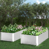 FRIZIONE 2pcs Tall 8x4ft Galvanized Raised Garden Bed Outdoor,Above Ground Garden Bed for Vegetable,Metal Raised Beds for Flower,Steel Raised Beds for Gardening FRIZIONE