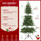 Yaheetech 6ft Pre-Lit Aspen Christmas Tree with 350 Multicolored LED Lights, 1576 PE & PVC Branch Tips, 9 Light Modes Lighted Artifical Noble Fir, Holiday Décor, Foldable Metal Stand Yaheetech