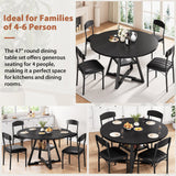 Round Dining Table Set for 4, Kitchen Table and Chairs for 4, Circle Table Round Pedestal Dining Room Dinner Dinette Table Set,5 Piece Space Saving Wood Kitchen & Dining Room Tables (Black, 47In) Jocoevol