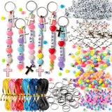 WATINC DIY Cross Keychain Making Crafts - Christine Cross Beads Bracelet Necklace Making Craft Kits, Letter Beads for Jewelry Accessories Festival Party Gift Favor for Women Men (306Pcs) WATINC