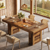 Tribesigns 63'' Farmhouse Dining Table for 6, Rectangle Wooden Kitchen Table with Heavy-Duty Legs, Rustic Large Dining Room Furniture for Family Meals, Banquets & Dinner Parties, Brown Tribesigns