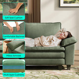 LINSY HOME 123'' Modular Sectional Sofa Green Couch Corduroy Cloud Couches for Living Room, L Shaped Couch with Movable Ottoman, Modern Cloud Sectional Sofas for Bedroom and Apartment, Green LINSY HOME