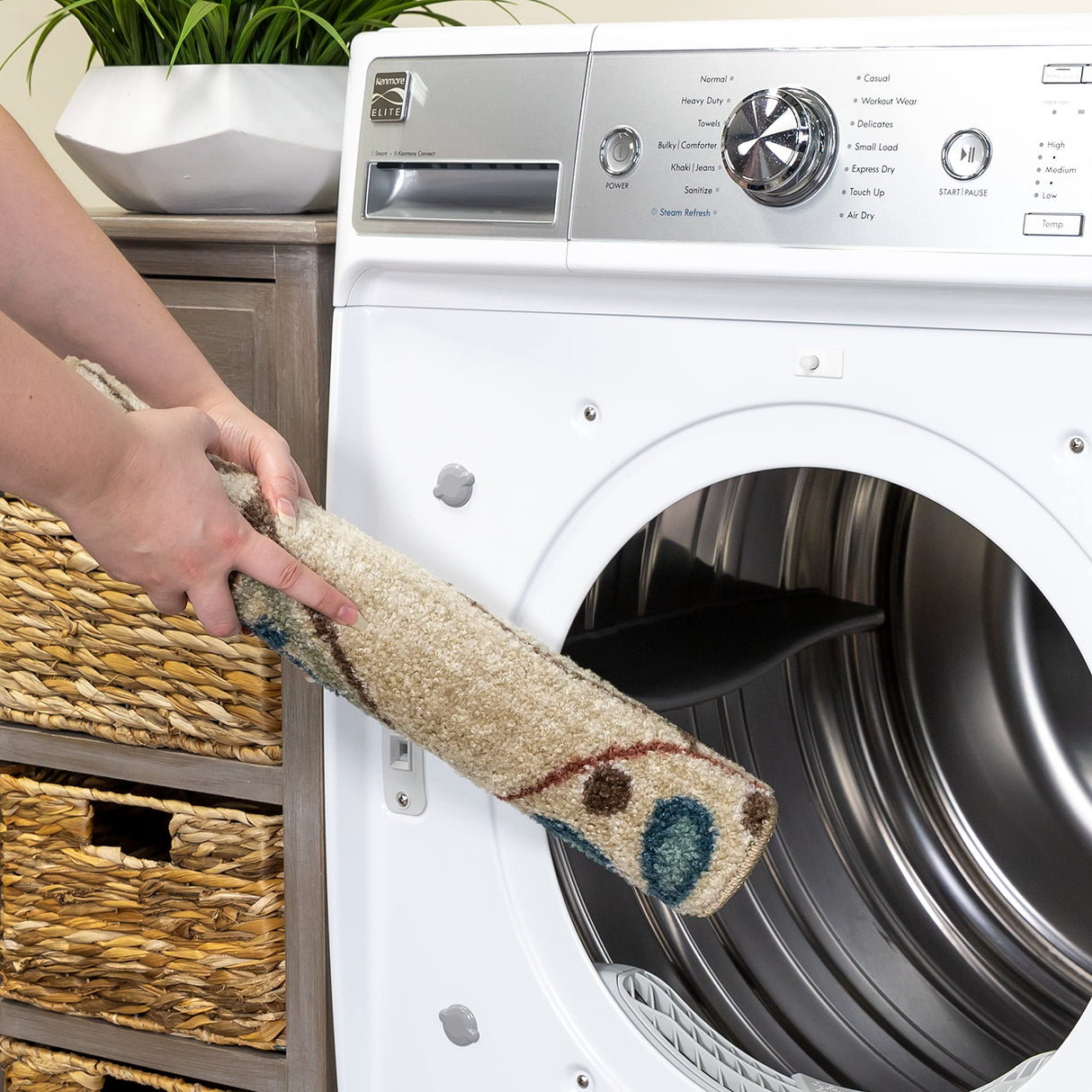 Maples Rugs Reggie Floral Runner Rug - Made in USA - Washable, Non Slip Indoor Carpet for Kitchen, Hallway, and Laundry Room, 2' x 6', Beige Maples Rugs