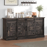 YITAHOME TV Stands with Power Outlets for 70/65 Inch Television, Modern Farmhouse Entertainment Center TV Media Console with Barn Sliding Doors & Adjustable Shelf for Living Room, Dark Rustic Oak YITAHOME