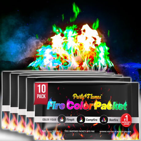Fire Color Changing Packets Fire Pit (10 Pack) - Perfect for Any Campfire, Bonfire & Outdoor Fireplaces - Perfect Magic Cosmic Mystical Campfire Accessories - Camping Games Party Flames