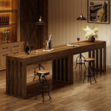 Tribesigns 63-inch Bar Table, Farmhouse Counter Height Pub Dining Table, Rectangular Kitchen Bar Height Table for Dining Room, Bistro, Restaurant,Rustic Brown Tribesigns