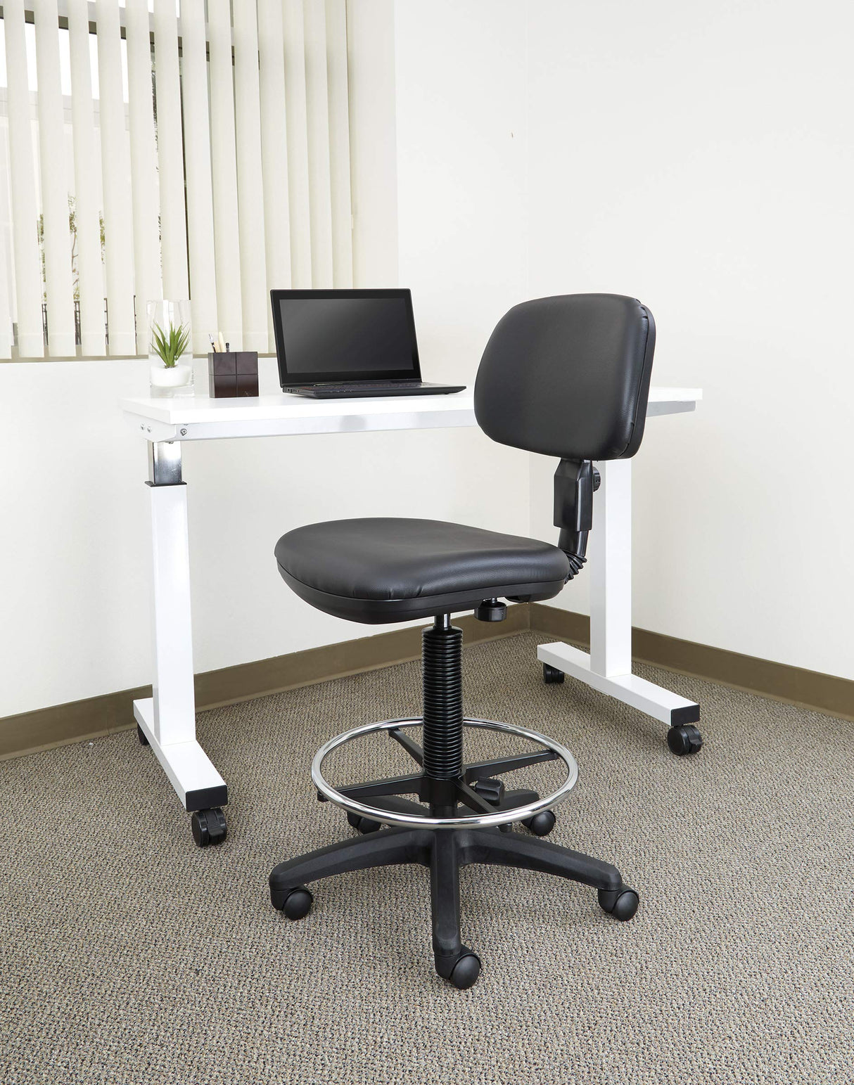 Office Star DC Series Adjustable Drafting Chair with Foot Ring and Sculptured Foam Seat, Black Vinyl Office Star Products