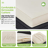 Yaheetech 9-Piece Patio Dining Sets Outdoor Space Saving Rattan Chairs with Glass Table, Wicker Patio Furniture Sets Outdoor Sectional Conversation Set with Removeable Cushions, Black Yaheetech