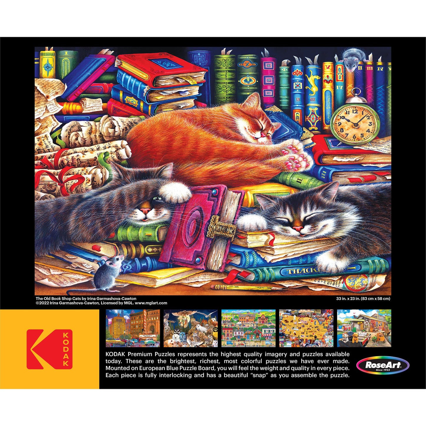 RoseArt - Kodak Premium - The Old Book Shop Cats - 1500 Piece Jigsaw Puzzle for Adults