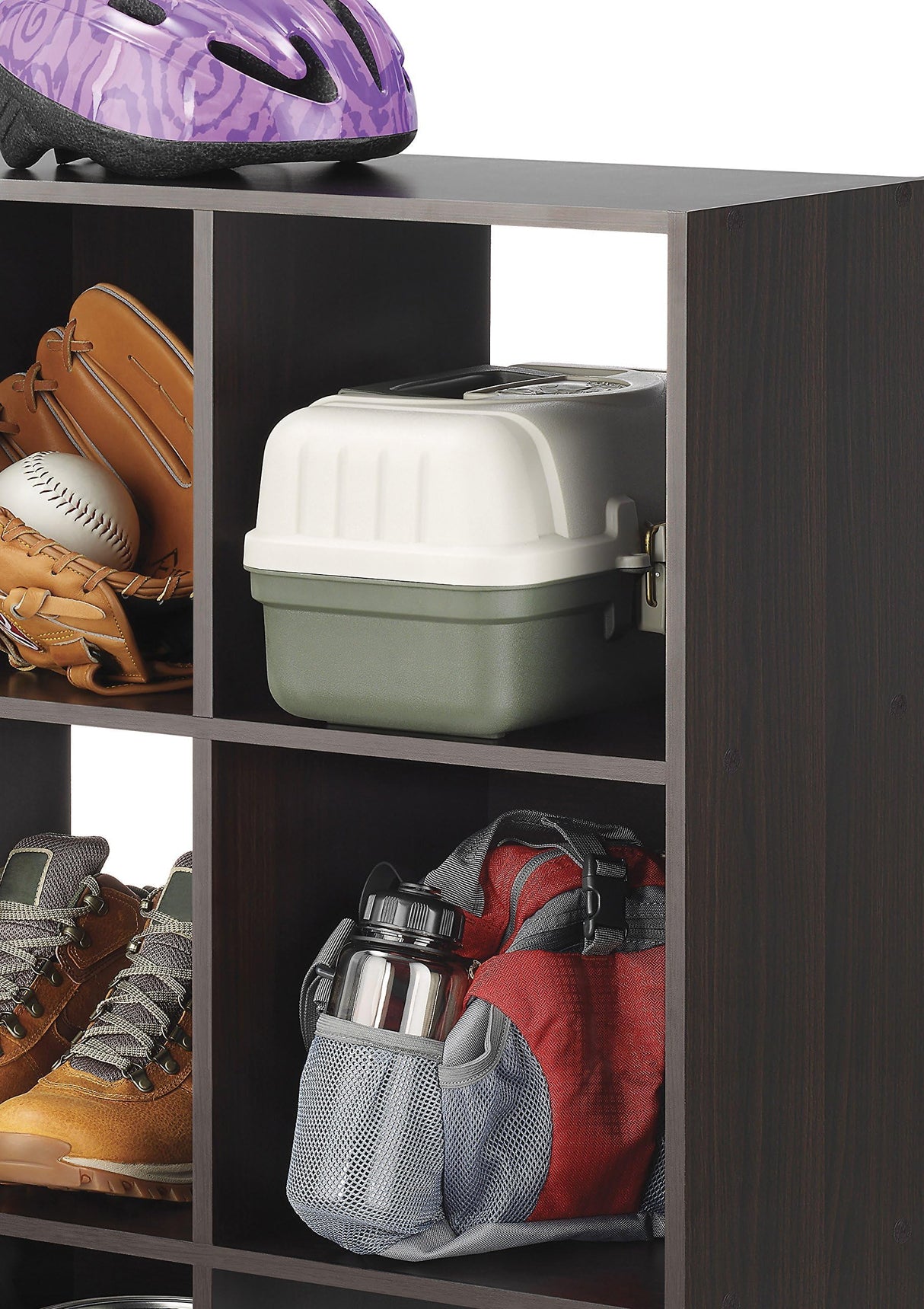 Whitmor 9 Cube Storage Organizer, 3 Tier Stackable Mdf Wood Bookcase, Open Storage Display Bookshelf, Storage Cabinet for Living Room, Bedroom, Home, Office, 35.5"L x 11.7"W x 35.5"H, Espresso Whitmor