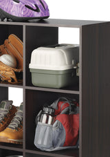 Whitmor 9 Cube Storage Organizer, 3 Tier Stackable Mdf Wood Bookcase, Open Storage Display Bookshelf, Storage Cabinet for Living Room, Bedroom, Home, Office, 35.5"L x 11.7"W x 35.5"H, Espresso Whitmor