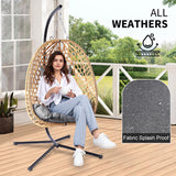 LEX CRAFT Egg Chair with Stand, Patio Wicker Hanging Chair, Hammock Swing Chair, 350LBS Capacity for Bedroom, Balcony, Garden (YE-GR) LEX CRAFT