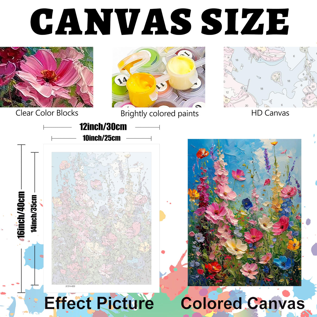 Hutarosl Wild Flowers Paint by Numbers Kits for Adults - Flowers Paint by Number Adult,Flower Canvas Paint by Numbers for Adults,DIY Oil Painting Kits for Gifts Home Decor 16x20in Hutarosl