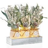 KIVIVO Winter Centerpieces for Tables, Table Decor with Mason Jar, Flowers Picks, Farmhouse Wood Tray, Snowflake Sign, 22 Pcs Christmas Winter White Wonderland Table Decorations Centerpieces for Home KIVIVO