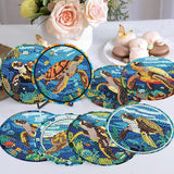 mrpwnle 8 Pack Turtle Diamond Art Coasters Kits, Sea Turtle Diamond Painting Coasters Kits Set with Holder Cork Pads, DIY Diamonds Art Non Slip Coaster Crafts Supplies Kit mrpwnle
