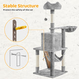 Yaheetech Cat Tree Tower Kitten Condo Scratching Post with Hammock Basket 54in Yaheetech