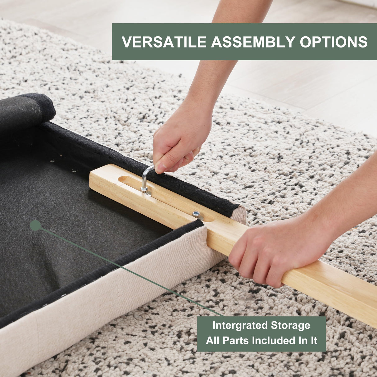 Kingfun Tufted Upholstered Queen Size Bed Headboard in Modern Button Design, Adjustable Solid Wood Head Board, Premium Linen Fabric Padded Headboards in Bedroom (Beige, Queen) Kingfun