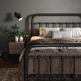 Allewie Full Size Metal Platform Bed Frame with Victorian Style Wrought Iron-Art Headboard/Footboard, No Box Spring Required, Black Allewie