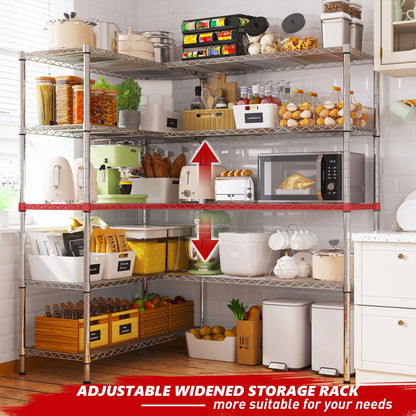 REIBII 58" W Storage Shelves Wire Shelving Load 1400LB Metal Shelves for Storage 5 Tier Heavy Duty Shelving Unit with Shelf Adjustable Garage Shelving Rack Pantry Kitchen 58" W x 59" H x 13.8 - WoodArtSupply