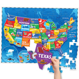 United States Puzzles for Kids Ages 4-6 - Educational Toys for Boys & Girls - 70Pcs USA Map Kids Puzzle with 50 States & Capitals - Christmas Gifts for Kids - Floor Jigsaw Puzzles Momo & Nashi