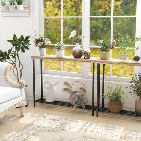 Acovy Rustic Solid Wood Sofa Table, Entryway Table, Console Table for Living Room, Hallway, Foyer, Rustic Brown Acovy
