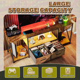 EKNKOZY Dresser TV Stand with Power Outlets & LED Lights, Up to 65 Inches Dresser TV Stand with 2 Large Dresser Drawers, Bedroom Dresser with 3 Open Storage Shelf (Rustic Brown, 55 INCH) EKNKOZY