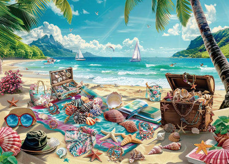Summer Beach Seashell Puzzle Collection for Adults 1000 Piece, Hawaii Nature Scenery Jigsaw Puzzle Sea, Colorful Ocean Camping Puzzle BBOLDIN