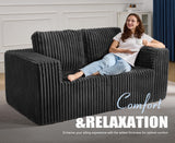 Modular Sectional Sofa 2 Seater Loveseat Modular Sofa Couch with Deep Seat Memory Foam Cloud Sofa Chair with Pillows Oversized Sectional Sofa for Living Room Bedroom (Strip Grey, Loveseat) Hobestluk