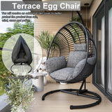 Hanging Egg Chair with Stand - Egg Swing Chair Outdoor Indoor Patio Wicker Chair Swing Hammock Egg Chairs 400lbs Capacity for Outside Patio, Bedroom, Garden and Balcony（Black） TQKVIPI