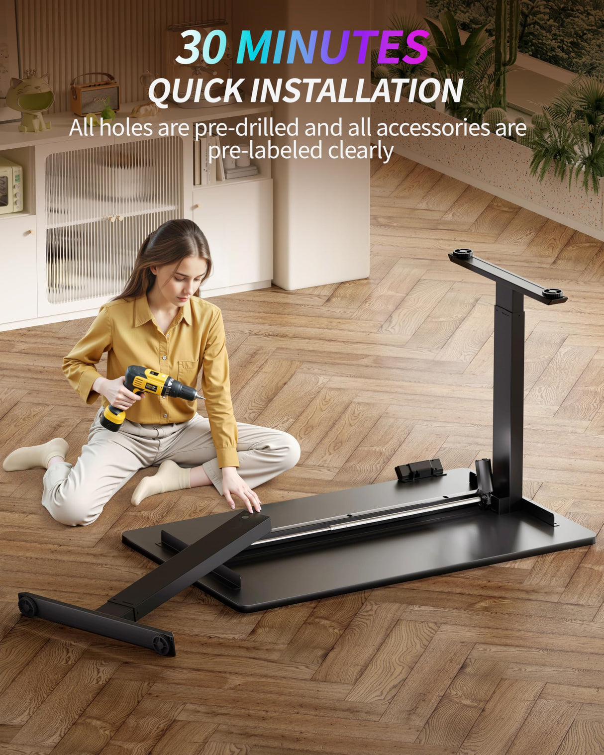 Standing Desk Electric Adjustable Computer Desk-Stand up Desk Office Gaming Home Office Memory Desks 48x24 inches Black BIZUM