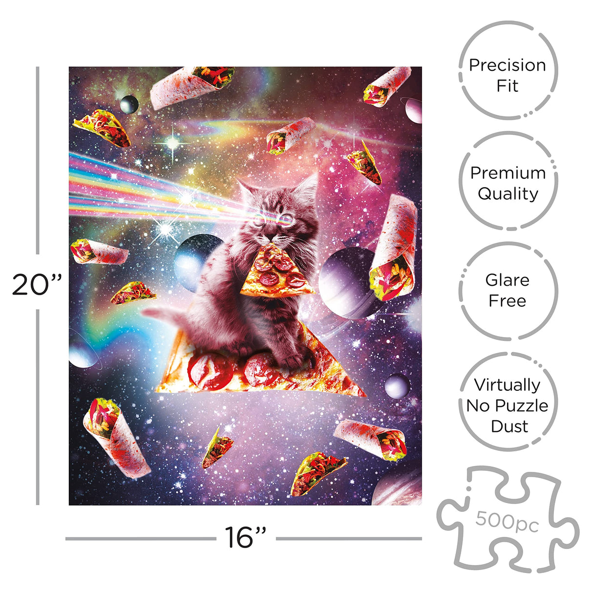 AQUARIUS Random Galaxy Cat Pizza Puzzle(500 Piece Jigsaw Puzzle)-Officially Licensed Galaxy Merchandise&Collectibles-Glare Free-Precision Fit-Virtually No Puzzle Dust-16x20 Inches,Multicolor,62522 AQUARIUS