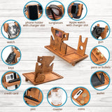 ROSTMARYGIFT Night stand - Gun tray organizer - Wood gun holder with watch charger - Ideal for police officers - Law enforcement gifts for him - Father's day gift ROSTMARYGIFT