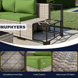 Muphyers 7-Piece Outdoor Patio Furniture Set, PE Wicker Rattan Sectional Sofa Conversation Set with Tempered Glass Table & Thick Cushions - All-Weather Garden, Backyard Furniture, Avocado Green Muphyers