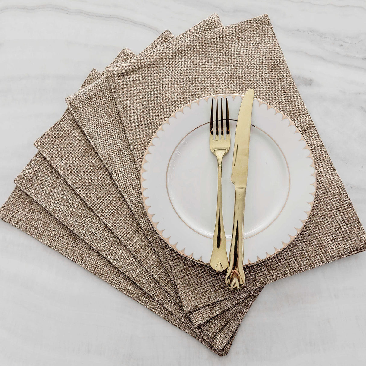 Home Brilliant Linen Placemats Set of 4 Heat Resistant Dining Table Cloth Place Mats Kitchen Table Mats Placemats Table Spring Decor, Natural Linen Home Brilliant