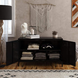 REALROOMS Shadwick 2 Door Wide Metal Locker Accent Storage Cabinet, Black REALROOMS