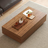 Mid-Century Modern Expandable Coffee Table, 47.2"-81.8" Adjustable Walnut Center Table with Large Hidden Storage for Living Room NessCarsti