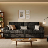 Comkei 89" 2 Seater Black Couches for Living Room Sofas Modern Comfy Corduroy Couch with Deep Seats Oversized Loveseat Sofa for Small Apartment Comkei