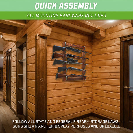 GoSports Outdoors Wall Mounted Firearm Display Rack - Holds 5 Rifles or Shotguns - Choose Your Style GoSports Outdoors