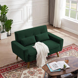Jarenie 48.8" Small Loveseat Sofa, Mid Century Modern Love Seat Couch with Back Cushions and Wood Legs, 2 Seater Couches for Living Room, Bedroom, Small Spaces, Green Jarenie