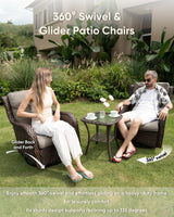 HUMMUH 8 Pieces Outdoor Patio Furniture Set with Fire Pit,L-Shaped Modular Sectional Couches with Swivel Patio Chairs,Wicker Conversation Set for Deck,Backyard,Porch,Garden HUMMUH