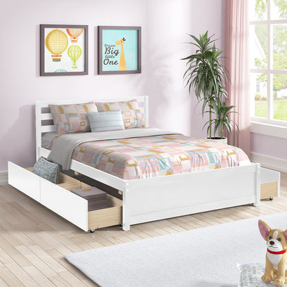 Harper & Bright Designs Modern Full Storage Bed with 4 Drawers in White - WoodArtSupply